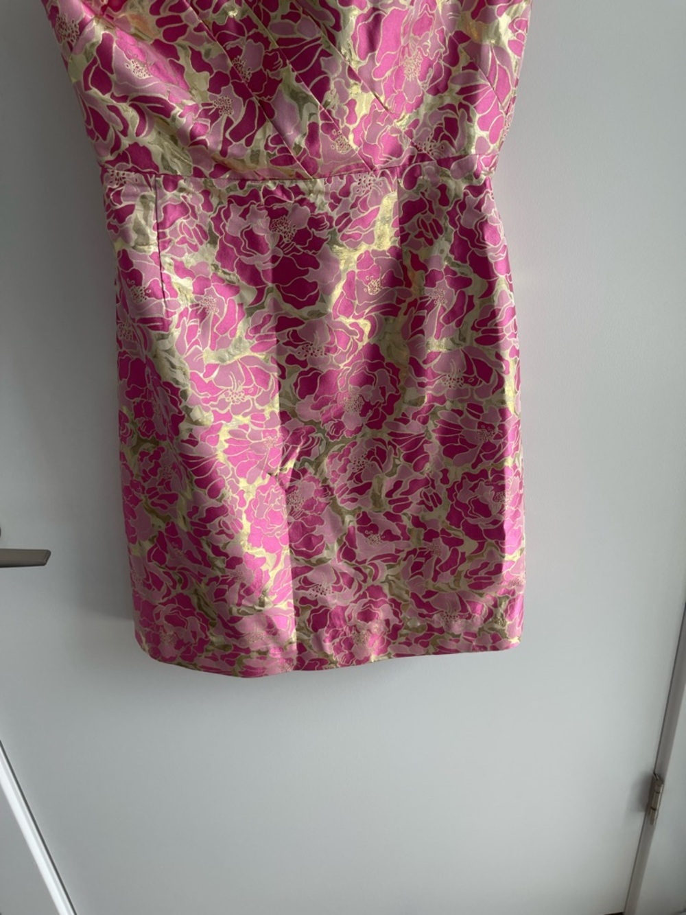 Lilly Pulitzer Strapless Pink Floral Gold Dress - Picture 3 of 5